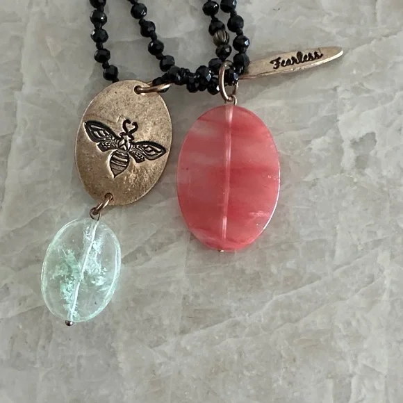 Katia Designs Black and Pink Pendant Necklace - Picture 3 of 8